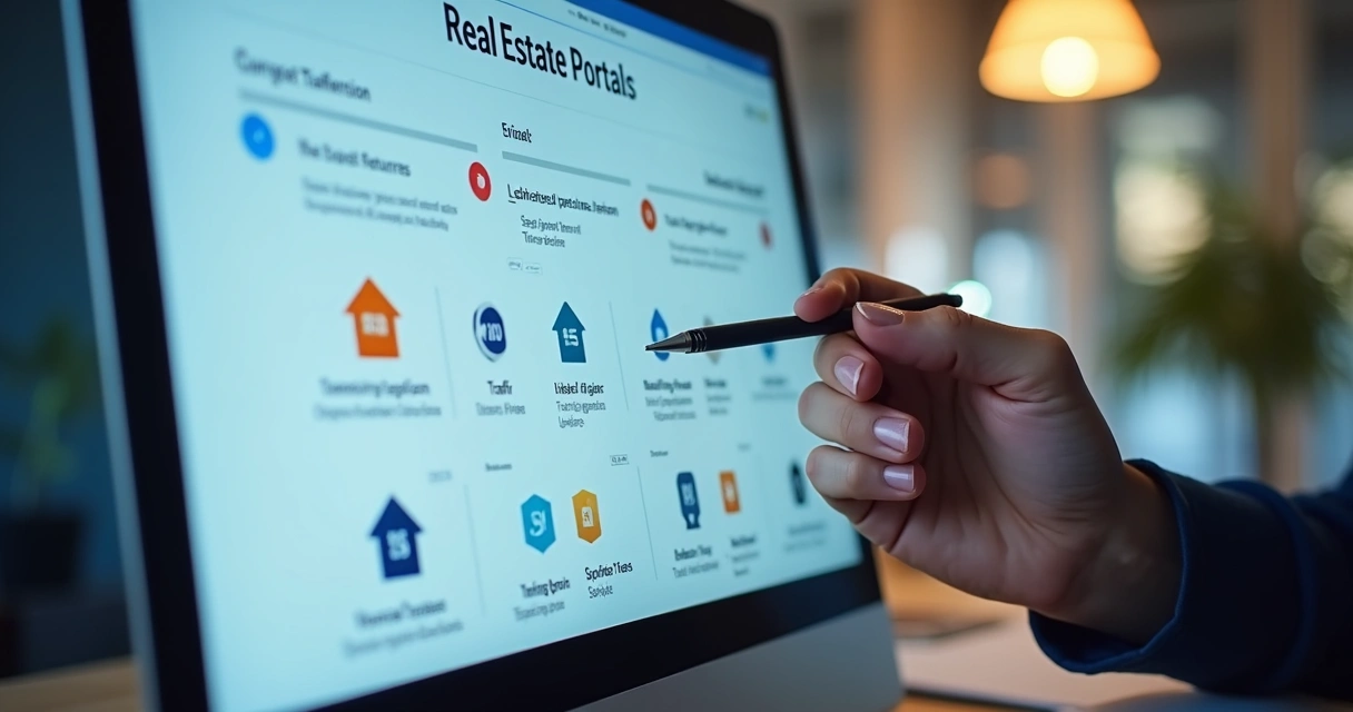 Tela de computador mostrando comparativo de portais imobiliários 