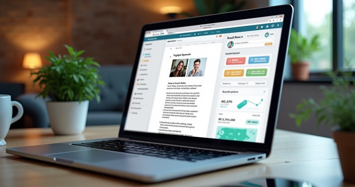 Tela de editor de e-mail marketing com relatório 