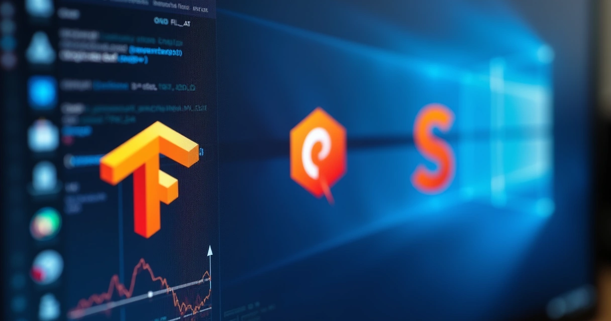 Monitor exibindo logotipos TensorFlow, PyTorch e Scikit-learn 