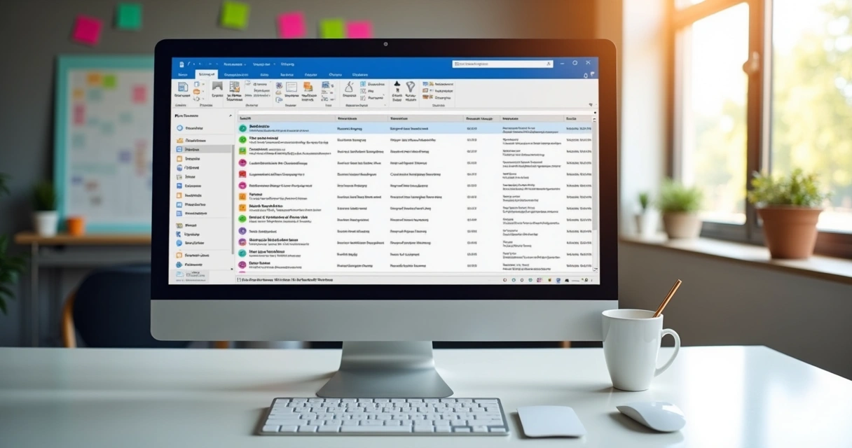 Janela de gerenciamento de regras do Outlook aberta em uma estação de trabalho moderna. 