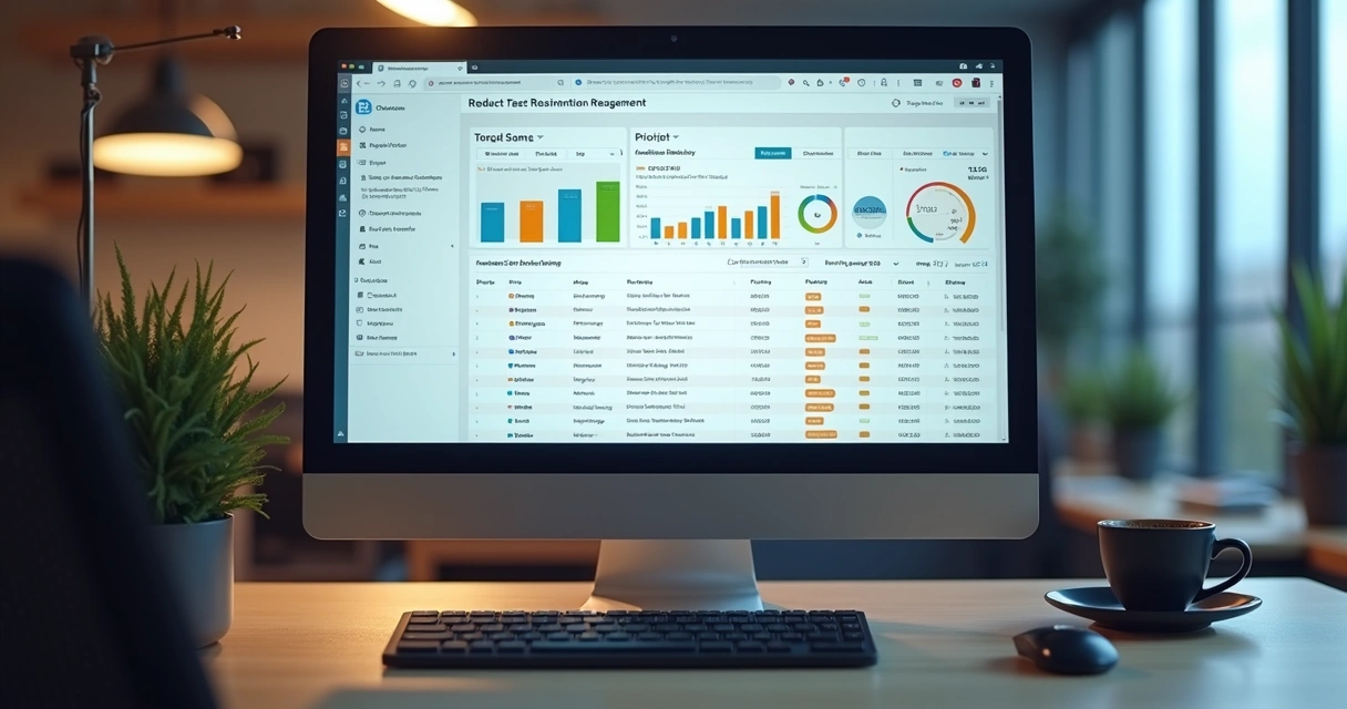 Tela de computador exibindo painel de gestão de chamados