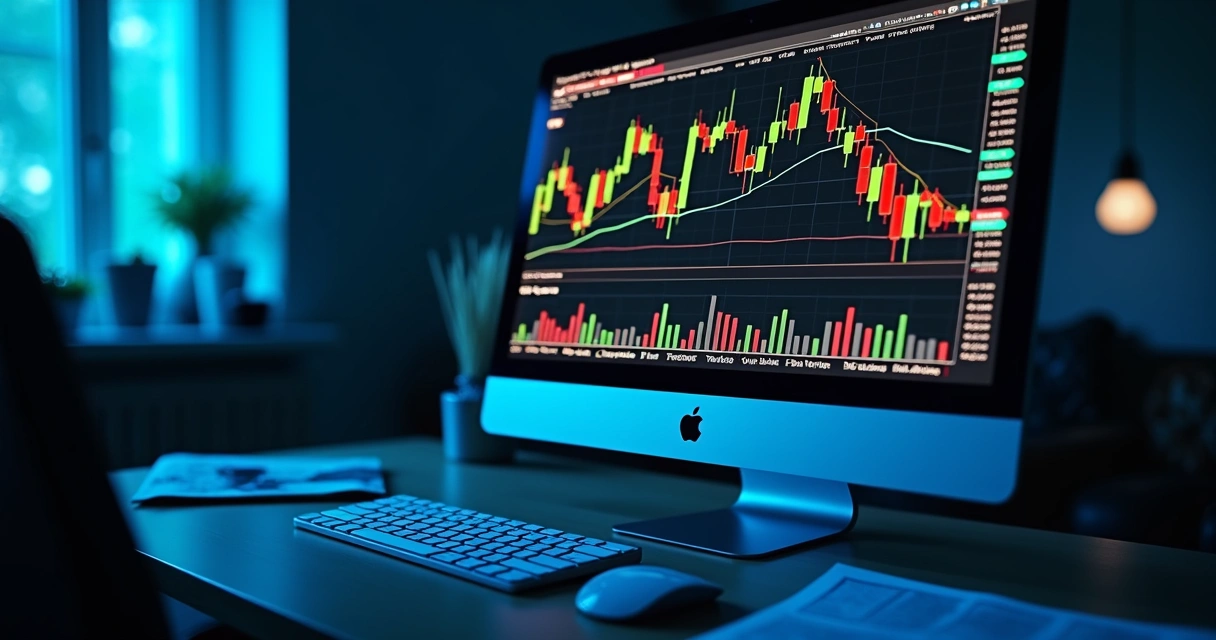 Tela de computador exibindo gráfico detalhado de pares de moedas no mercado Forex com cotações e indicadores financeiros 