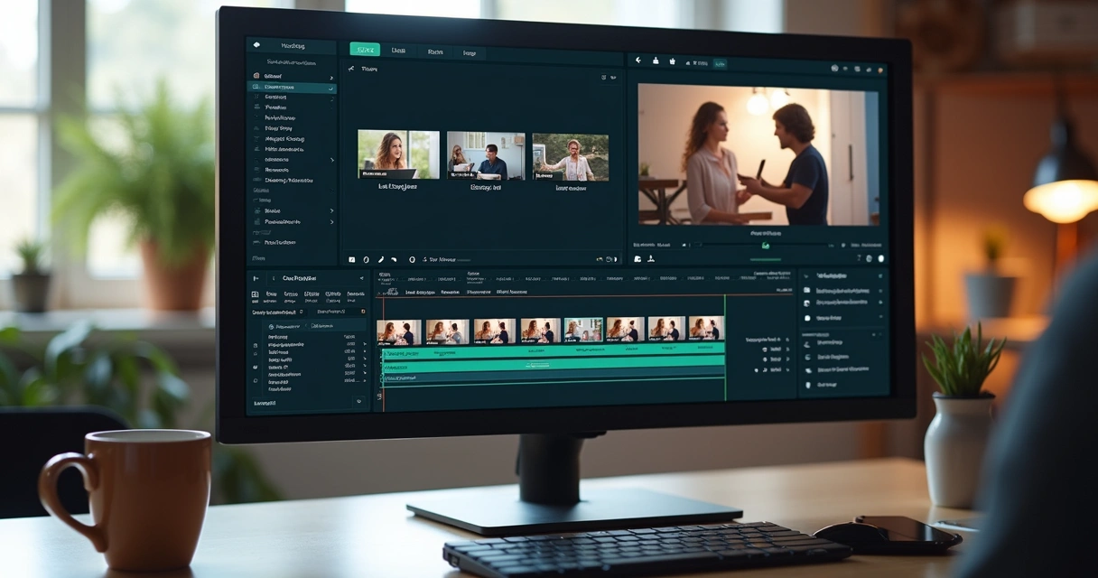 Tela de plataforma de IA mostrando cortes automáticos em vídeo curto 