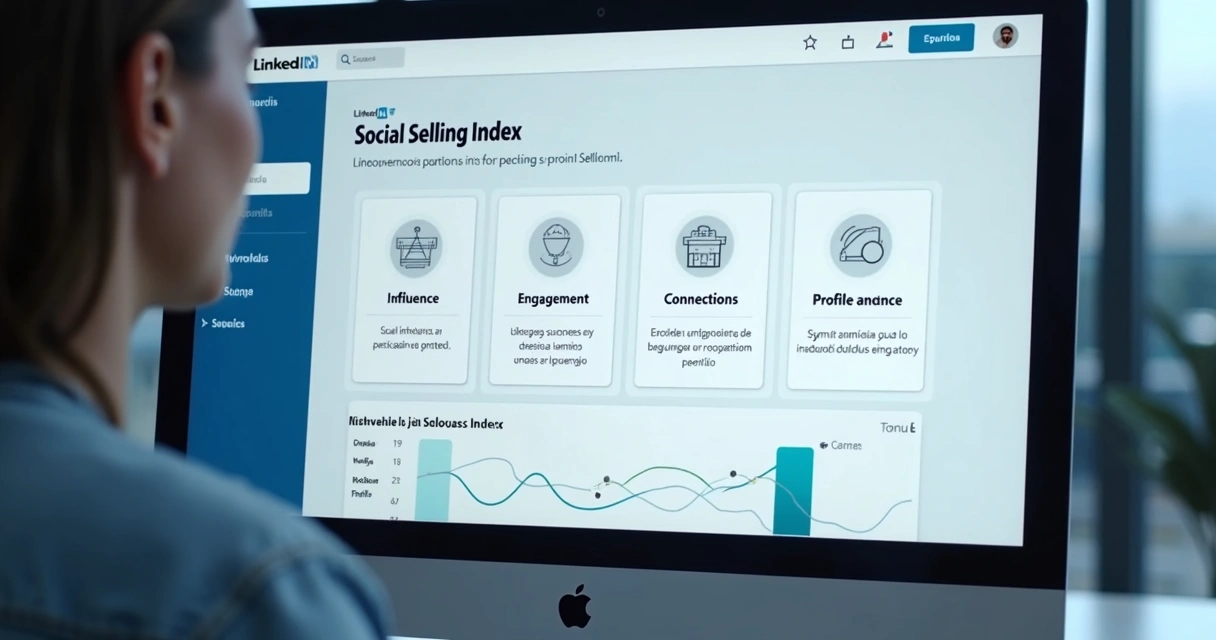 Tela do Social Selling Index do LinkedIn exibindo quatro pilares de performance 