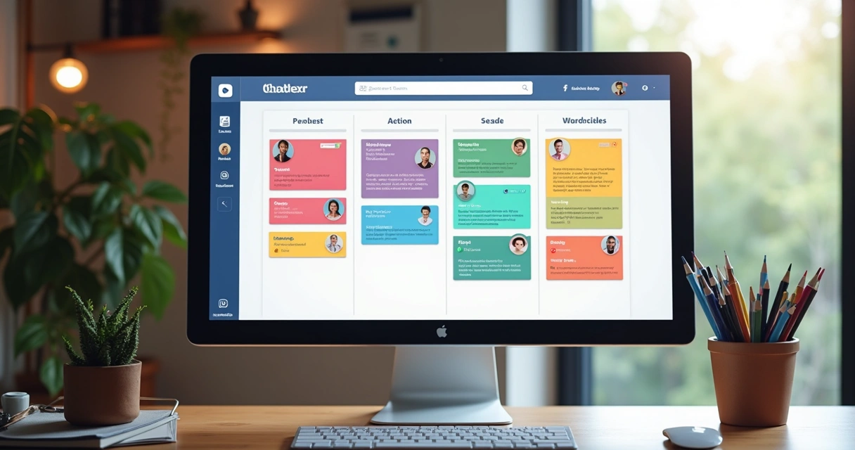 Tela de quadro kanban em ferramenta de gestão 