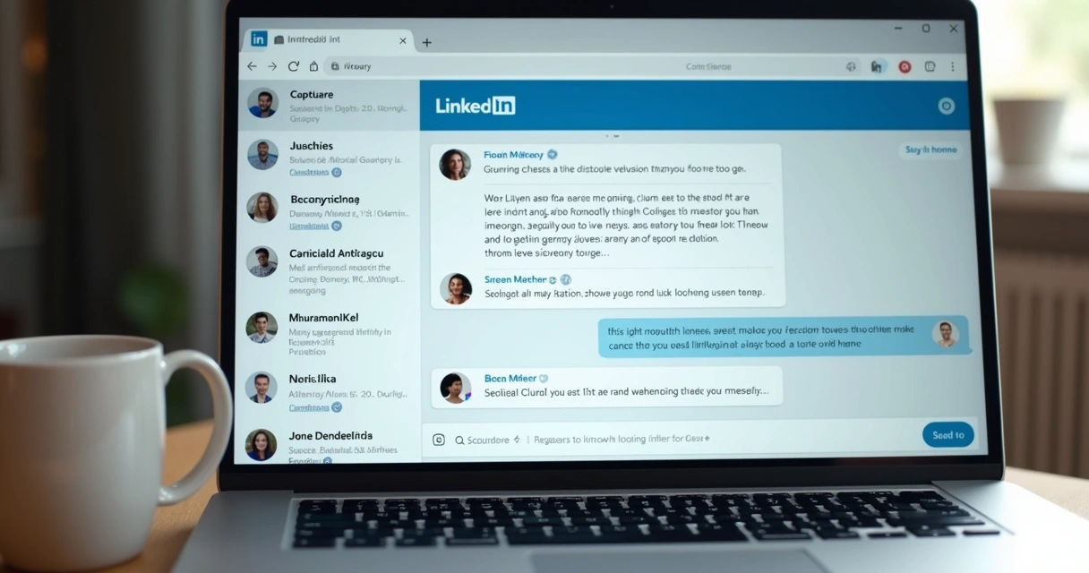 Tela de conversa no LinkedIn com várias mensagens personalizadas