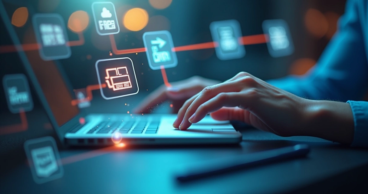 Fluxo visual de automação em plataforma low-code mostrando integrações entre aplicativos