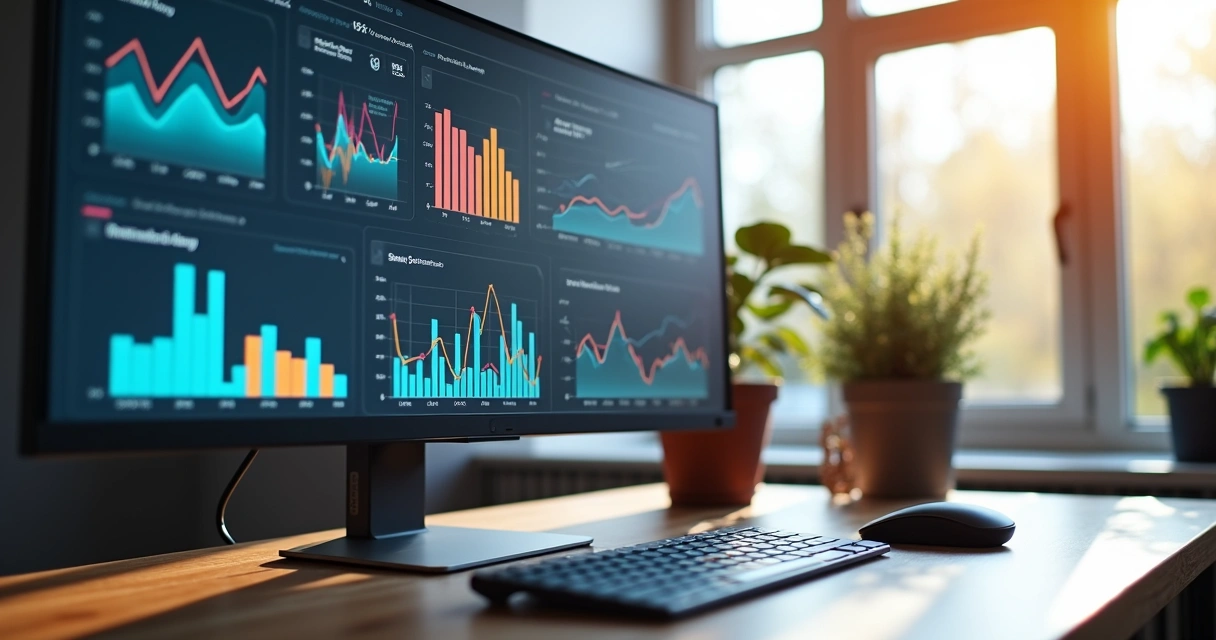 Tela de computador mostrando métricas de campanha em tempo real para e-commerce 