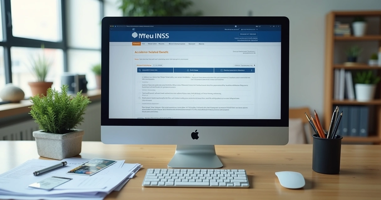Página do Meu INSS aberta na seção de solicitação de benefício. 