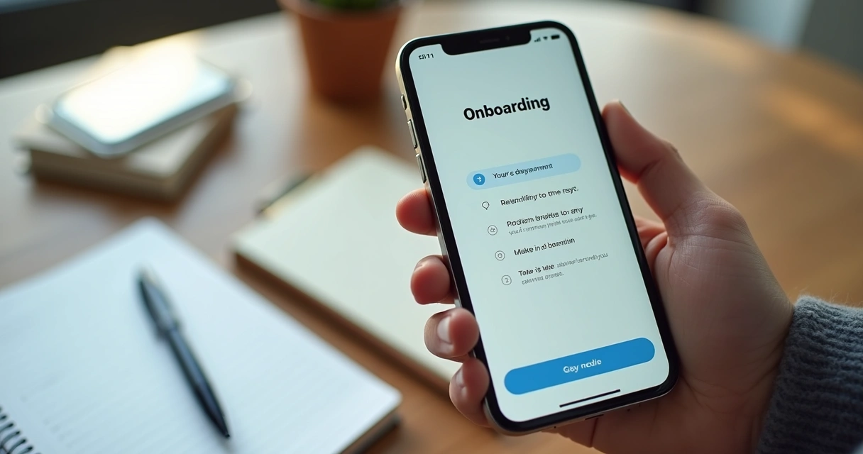 Tela de onboarding em app móvel 