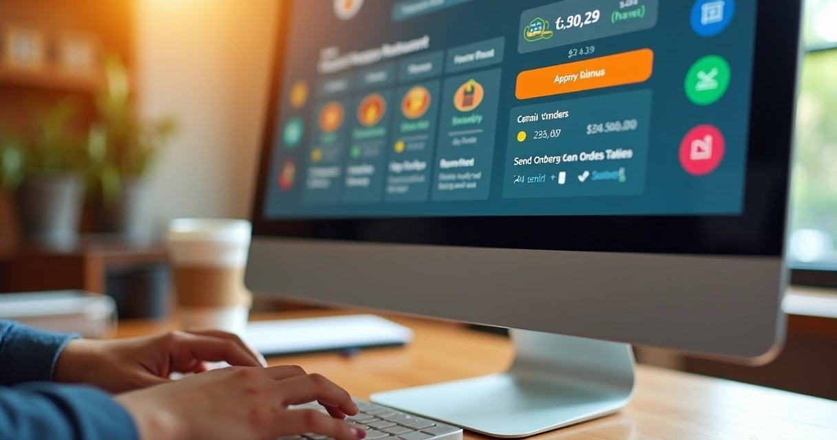 Tela de plataforma digital de pedidos e compras de restaurante 