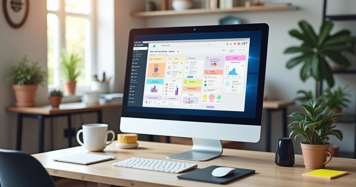 Tela de plataforma de gestão de tarefas para freelancers, com quadros, listas e gráficos
