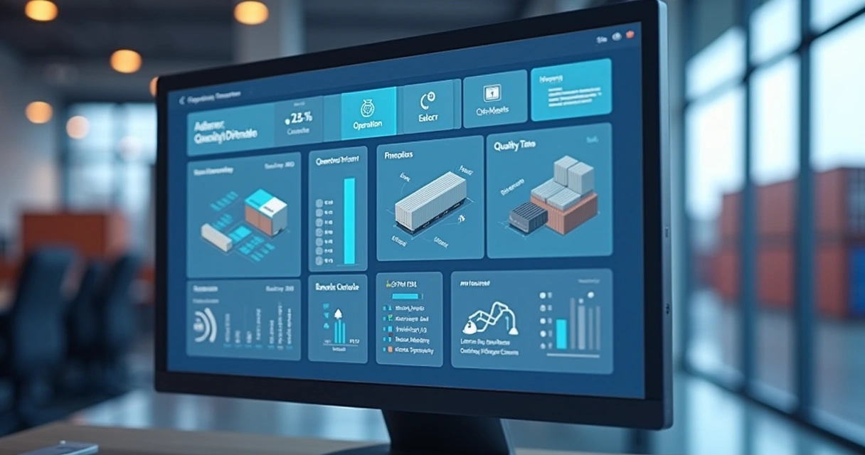 Painel de controle de PMS logístico mostrando integração de operações, vendas e financeiro 
