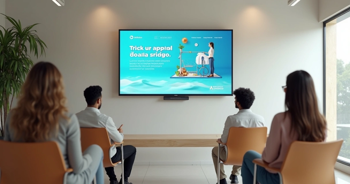 Tela digital com anúncio em sala de espera 