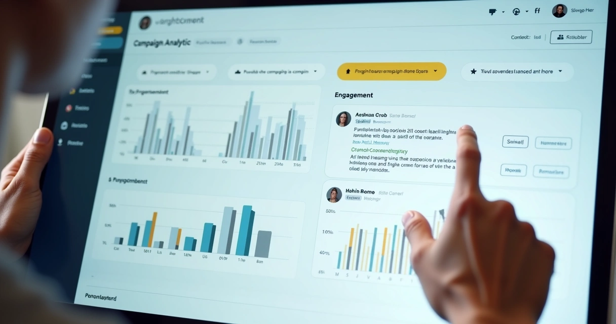 Painel de relatórios de campanha em plataforma digital 