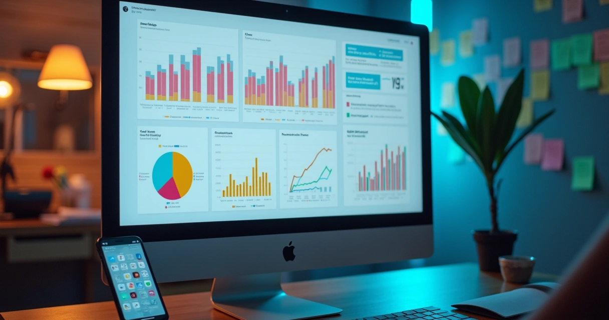 Tela de relatórios de marketing digital e dados de vídeo 