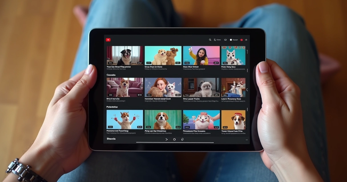 YouTube Shorts homepage displaying AI-generated videos and varied content