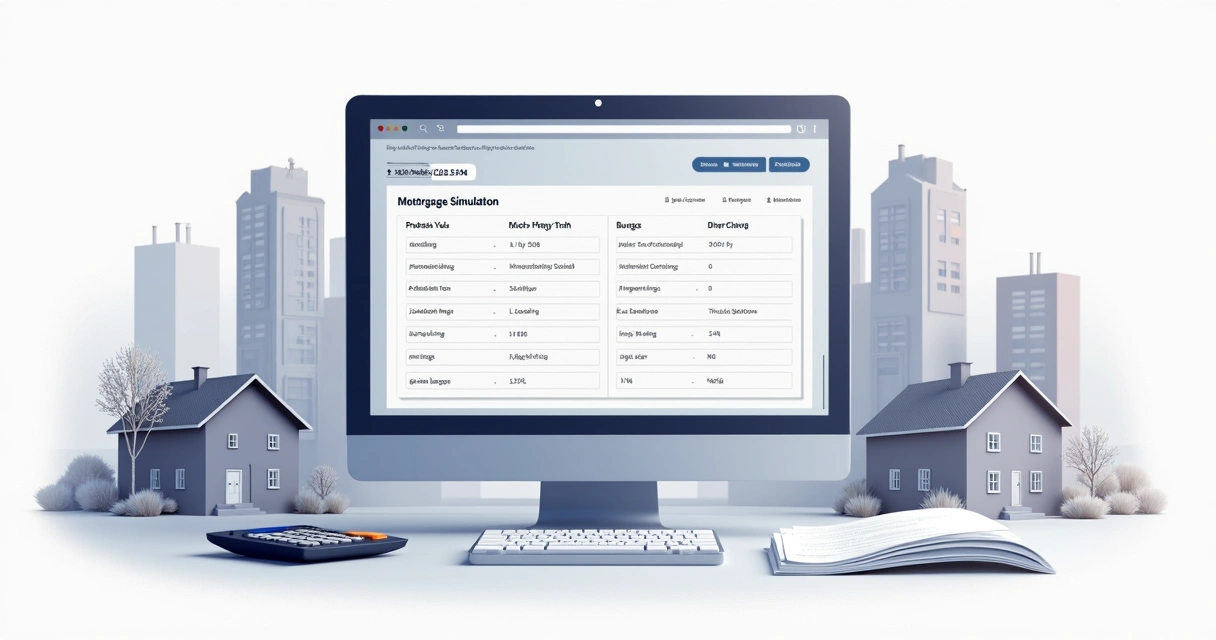 Página de um simulador de financiamento imobiliário com campos para valor, renda, localização e prazo 