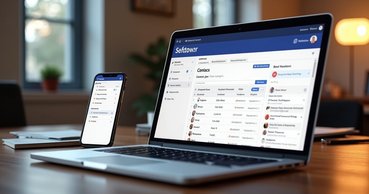 Tela de software político com lista de contatos segmentados 