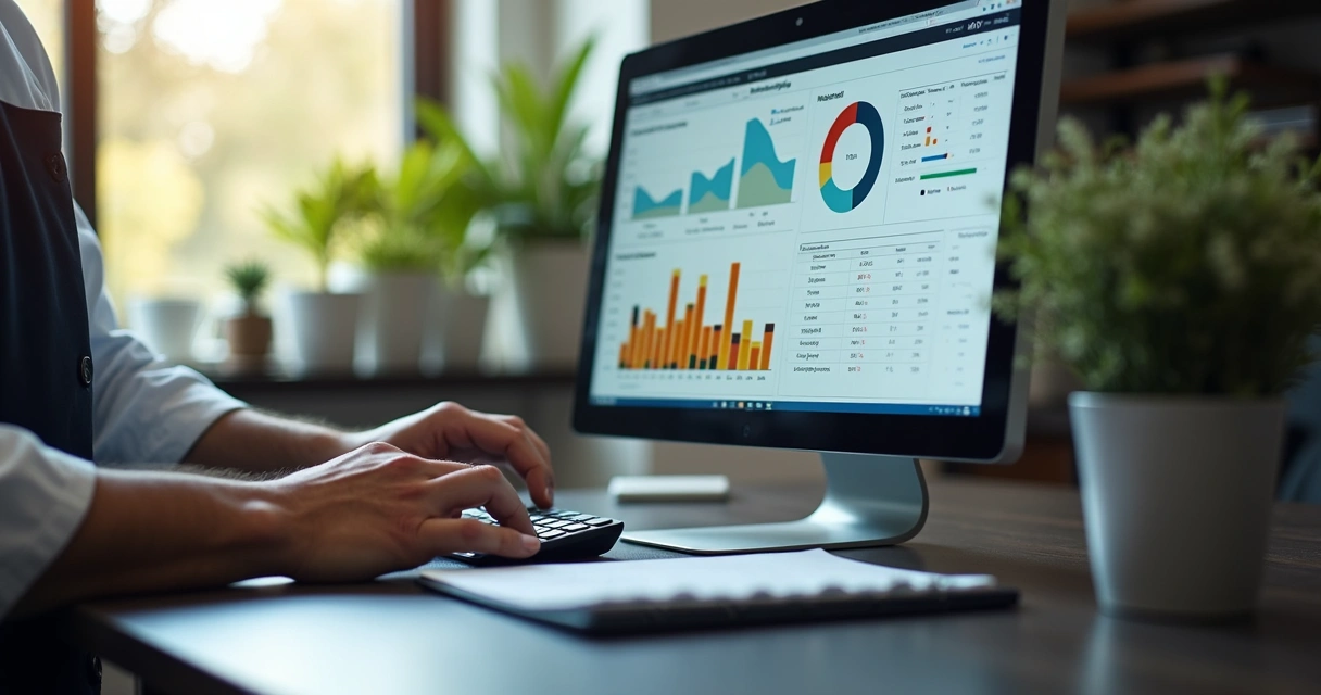 Tela de software de gestão com calculadora de preços. 