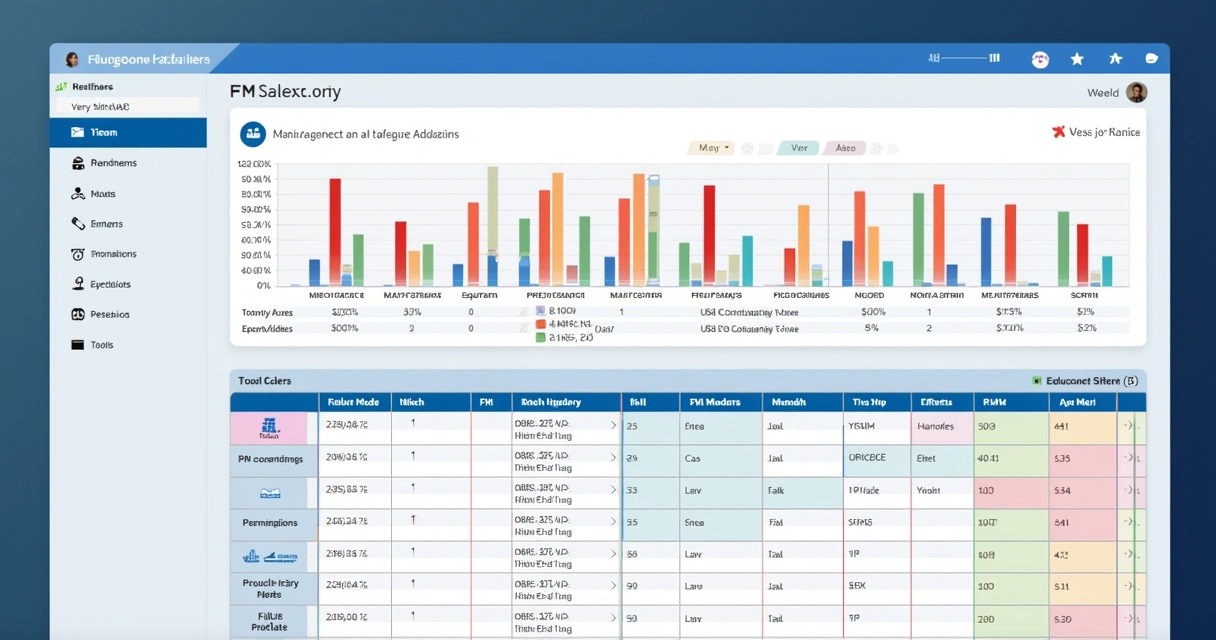 Tela de software exibindo histórico de FMEA em manutenção industrial 
