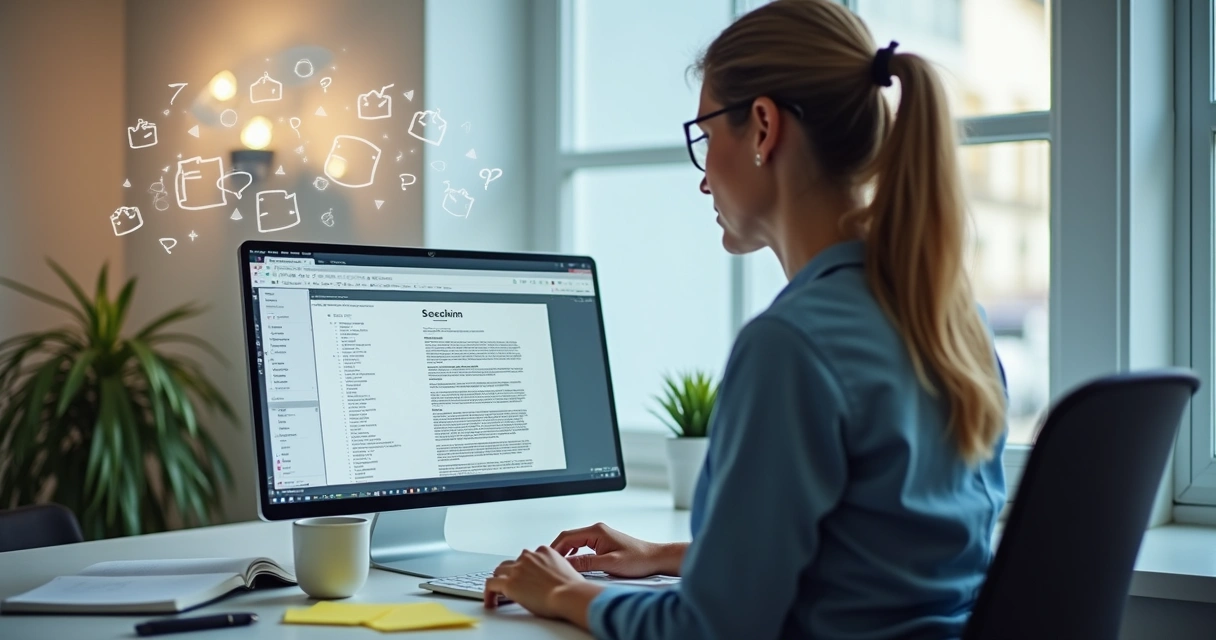 Pessoa analisando tela de computador com descrição de vaga 