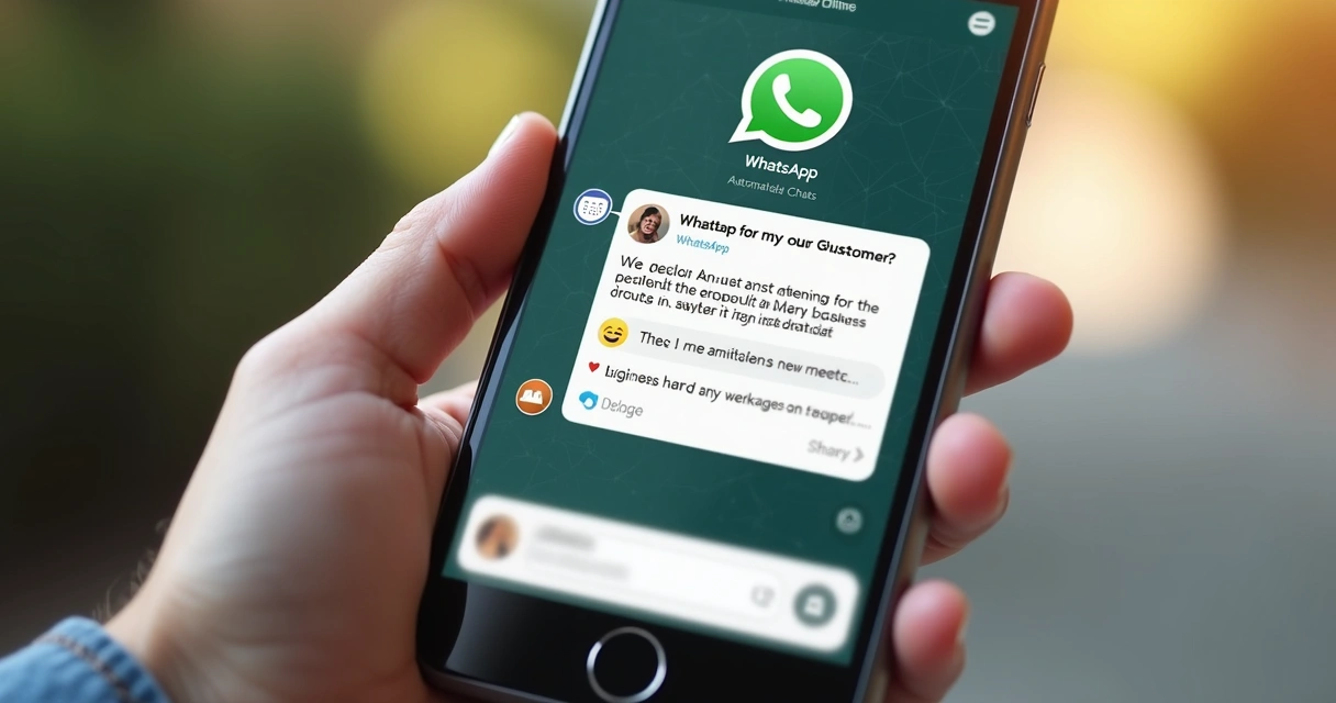 Mensagem automática de WhatsApp em tela de celular para negócios locais 