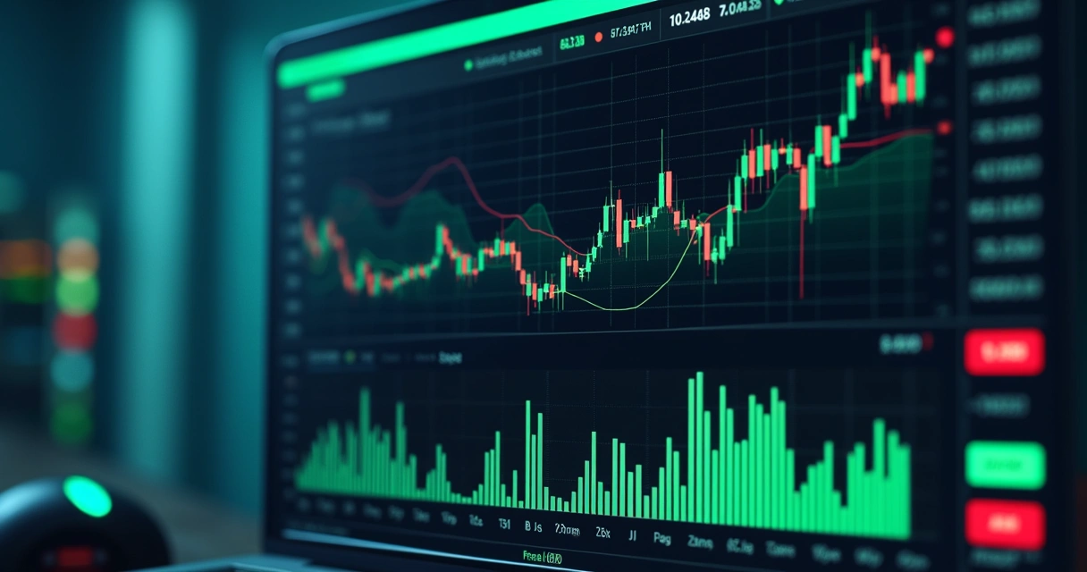 Painel de uma plataforma de bots de negociação com vários gráficos e parâmetros