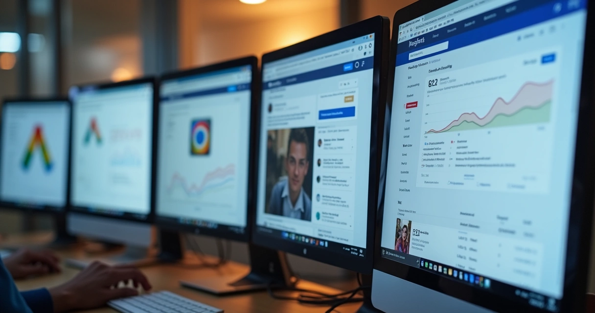 Exemplos de telas de plataformas de anúncios online 