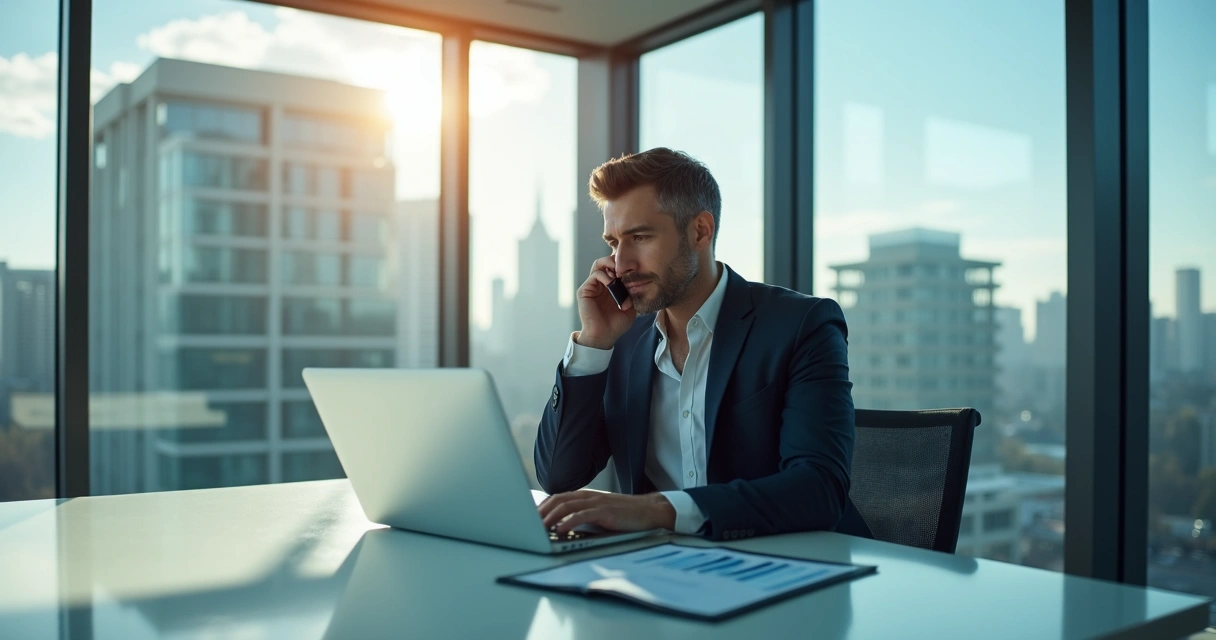 Executivo atendendo ligação de prospecção B2B