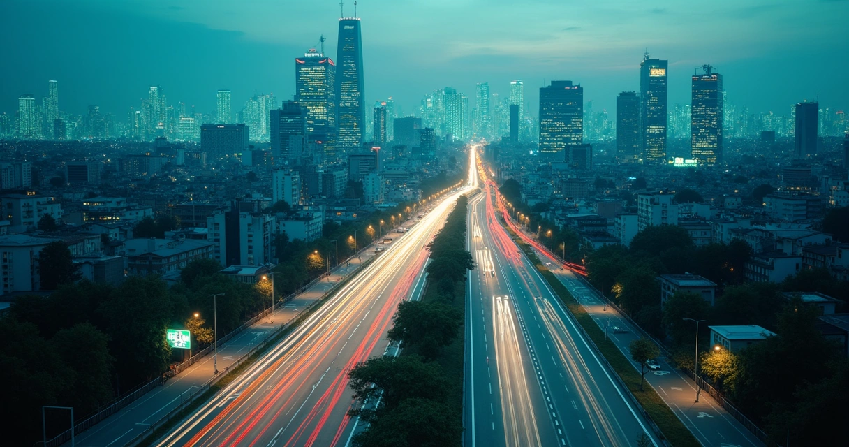 Sensores urbanos monitorando tráfego e iluminação