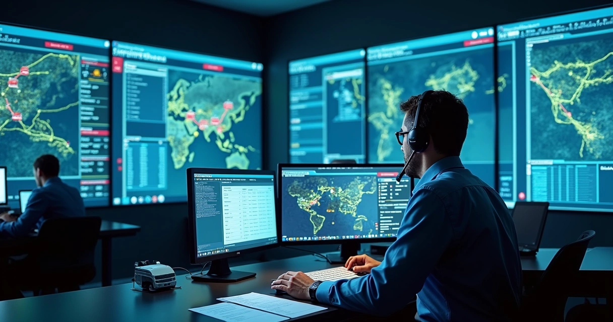Painel de telemetria monitorando frota de caminhões 