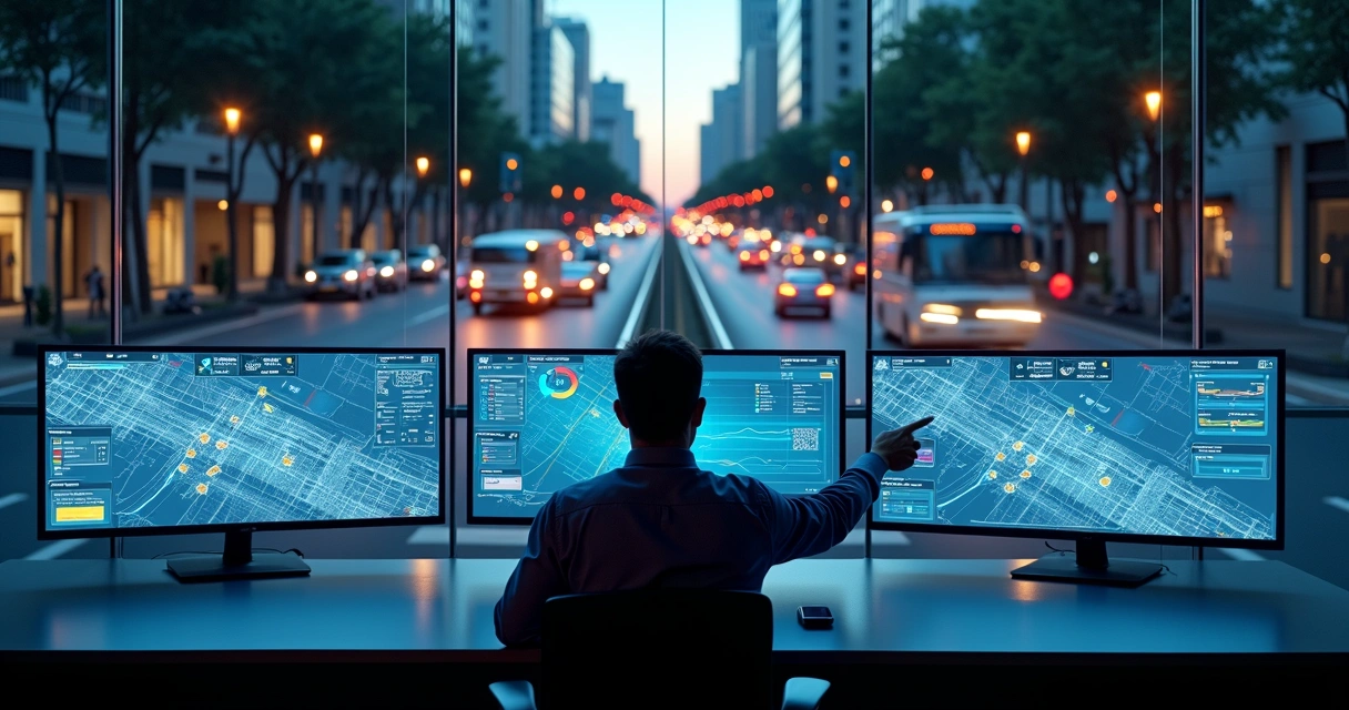 Painel de telemetria mostrando dados de frota urbana em tempo real 