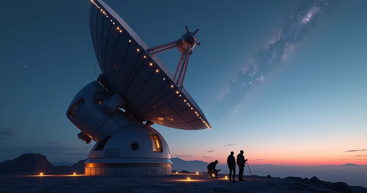 Telescópio futurista preparado para observar exoplanetas.