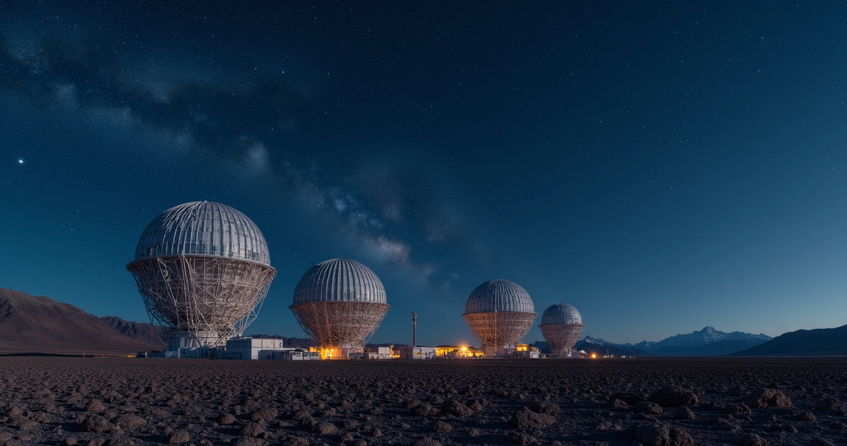 VLT no deserto do Atacama de noite, céu estrelado 
