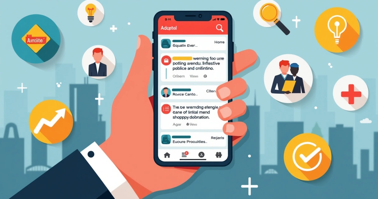 Celular mostrando tendências de notícias políticas e sociais 