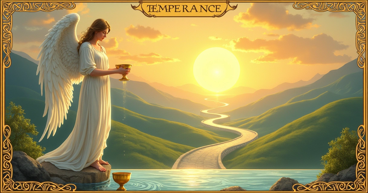 Temperance tarot card symbols and colors 