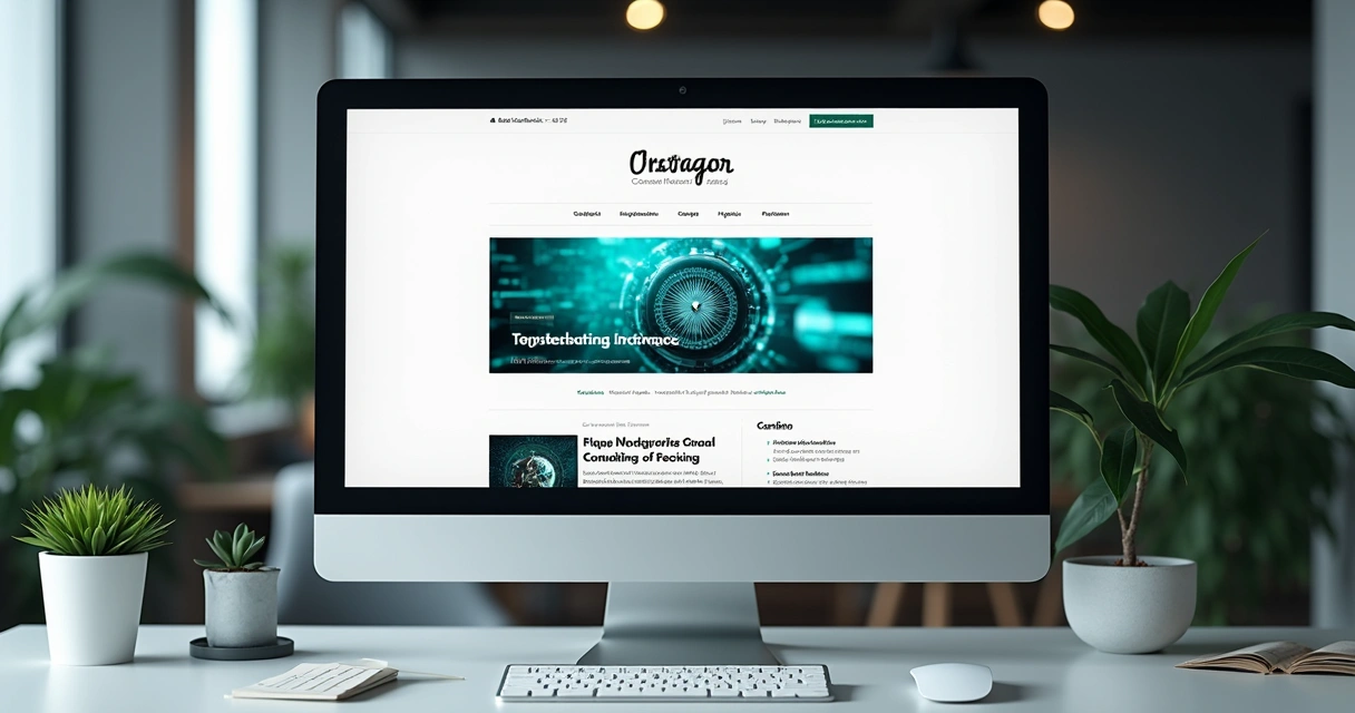Exemplo de template de blog profissional em tela de computador