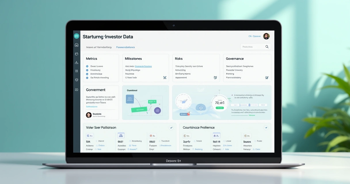 Template visual de investor update para startups 