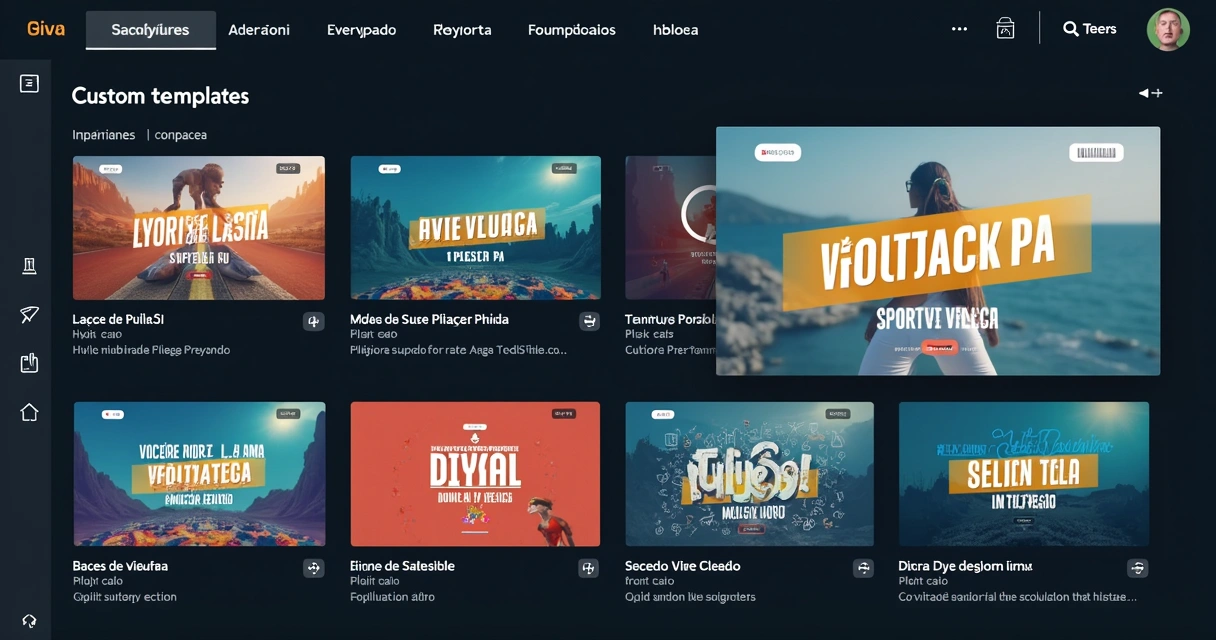 Tela de templates personalizados em plataforma de cortes automáticos IA brasileira 