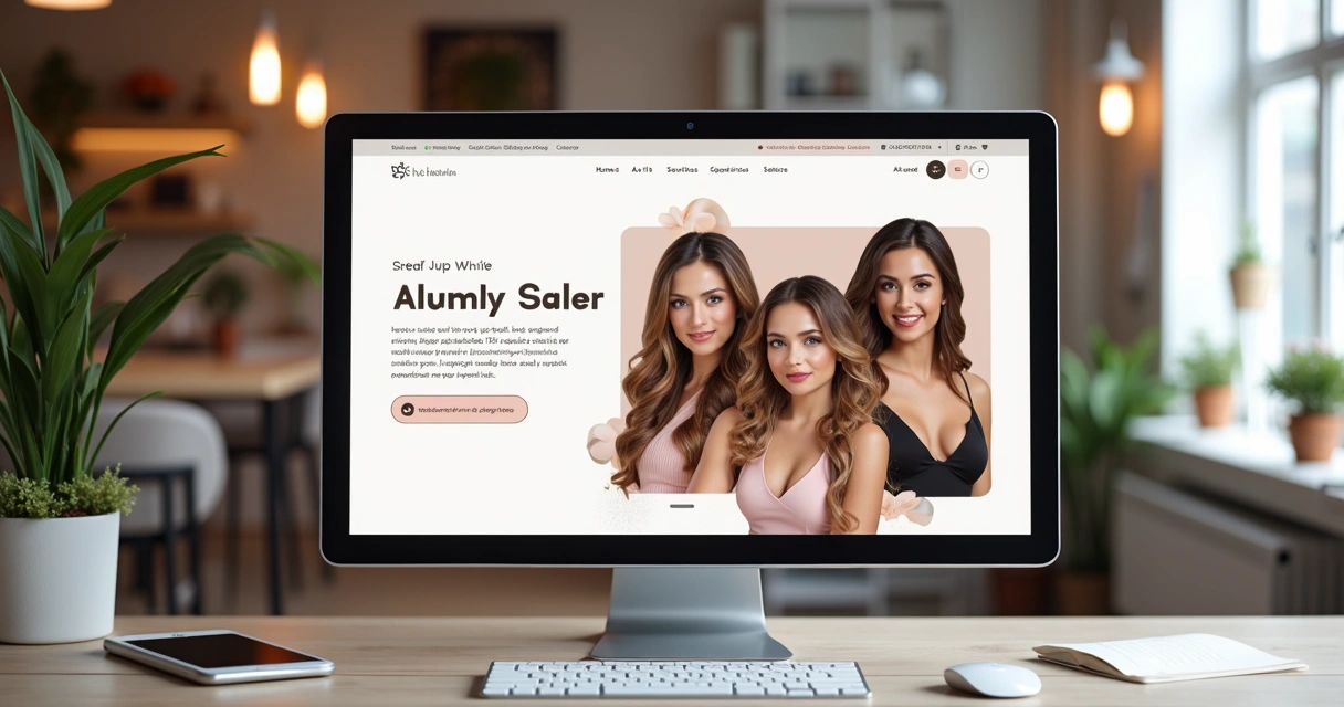 Página inicial de site de salão de beleza com fotos e formulário de agendamento 