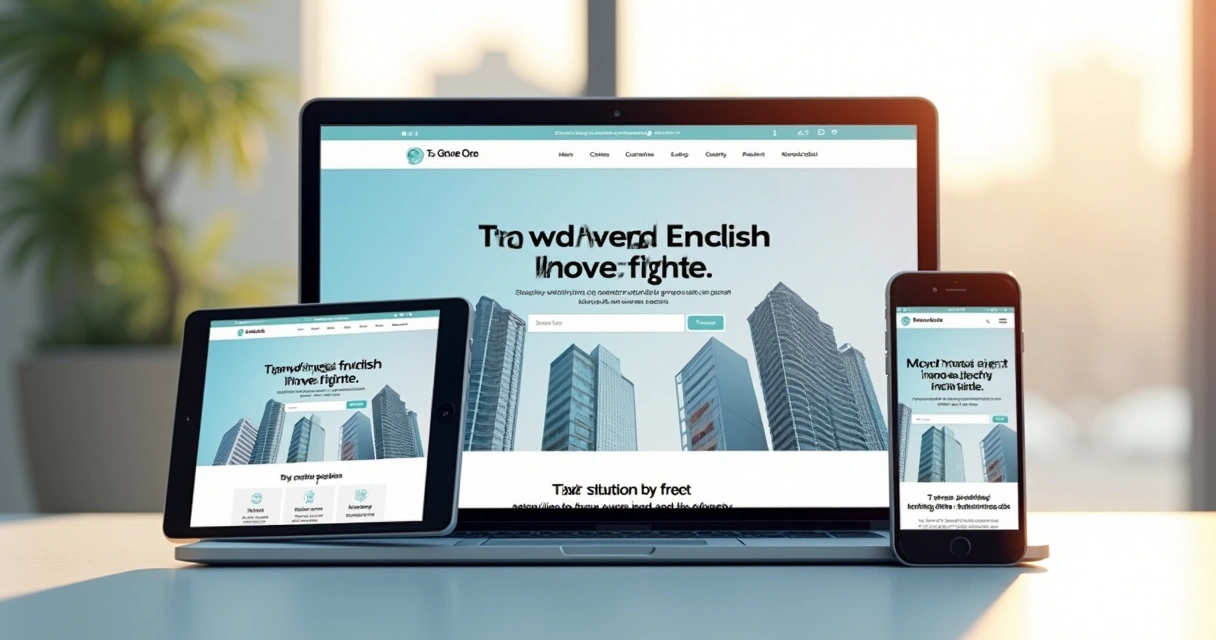 Template responsivo de site exibido em notebook, tablet e smartphone lado a lado 