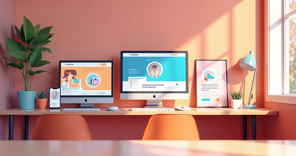 Blocos de templates coloridos na tela de notebook 