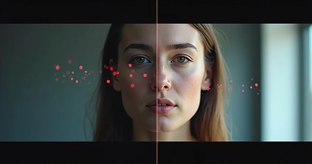 Vertical video model with colorful captions and highlighted facial tracking