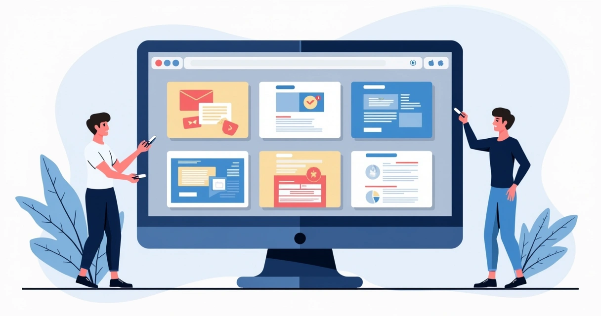 Diversos templates de landing pages organizados em uma tela com exemplos de layouts coloridos 