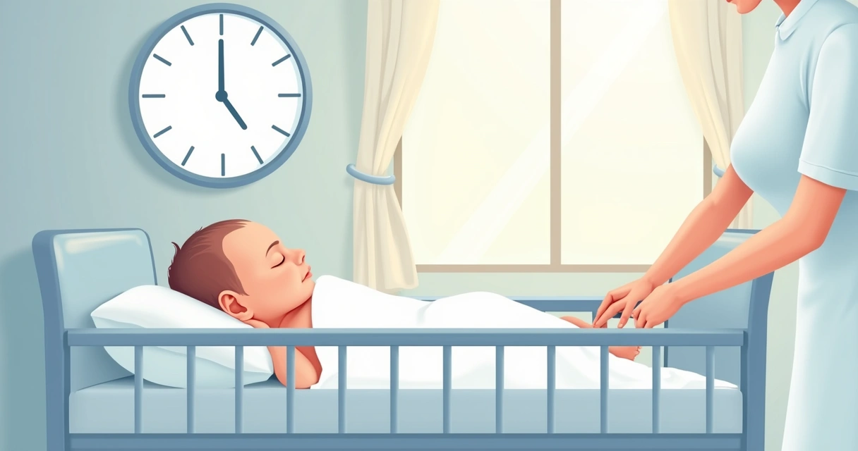 Relógio de parede ao lado de bebê recém-nascido em ambiente hospitalar 