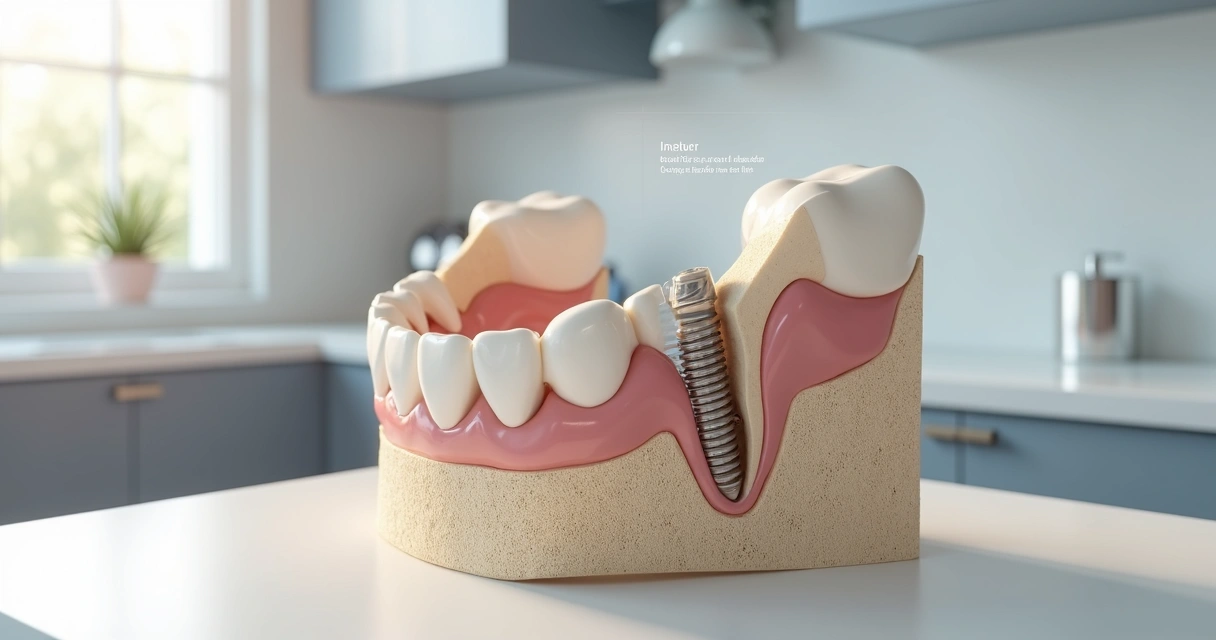 Representação 3D de mandíbula com enxerto ósseo cicatrizando antes do implante dentário 