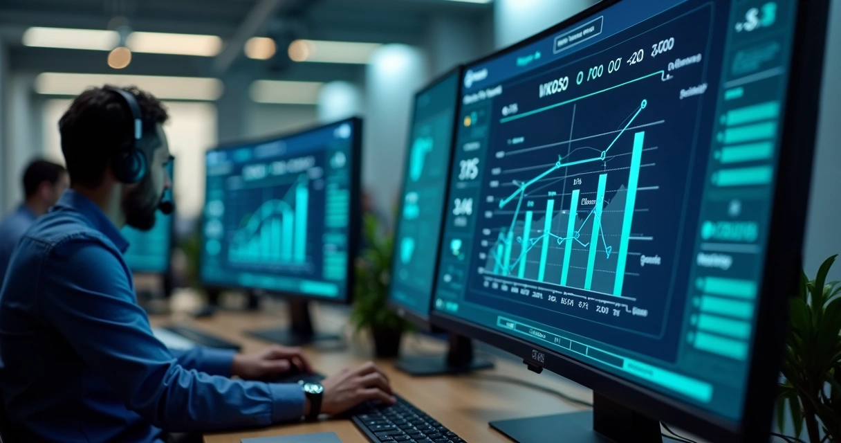 Gráfico de tempo de atendimento ao cliente em tela de computador
