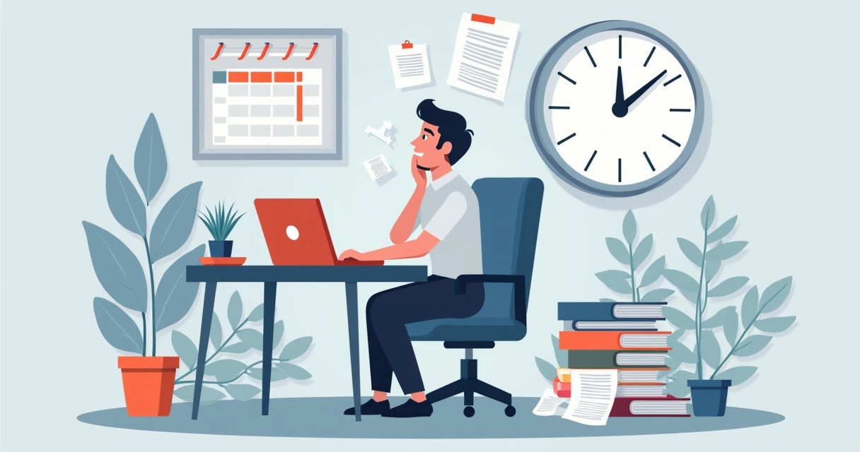 Vendedor olhando para o relógio de parede dentro do escritório 