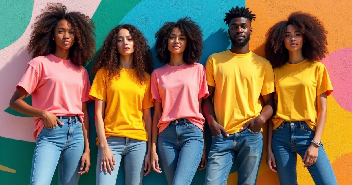 Grupo usando camiseta oversized urbana